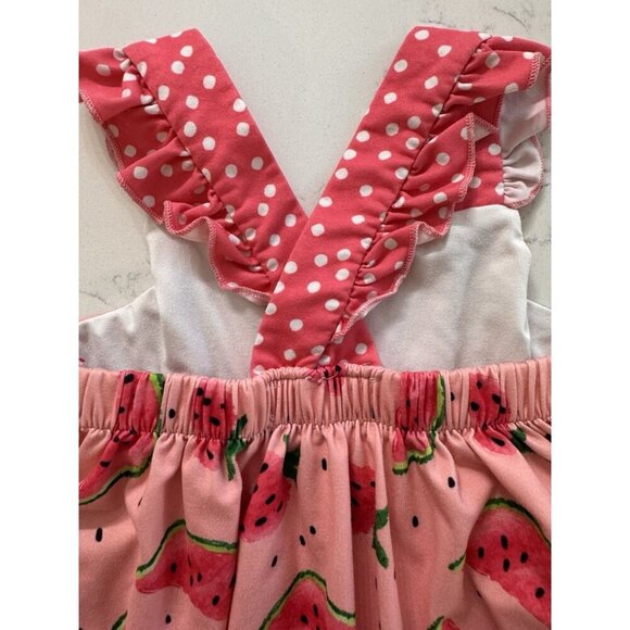 Little Millie Baby Dress 12 Month Watermelon Polkadot Pockets Ruffle Spring Pink - Picture 4 of 5